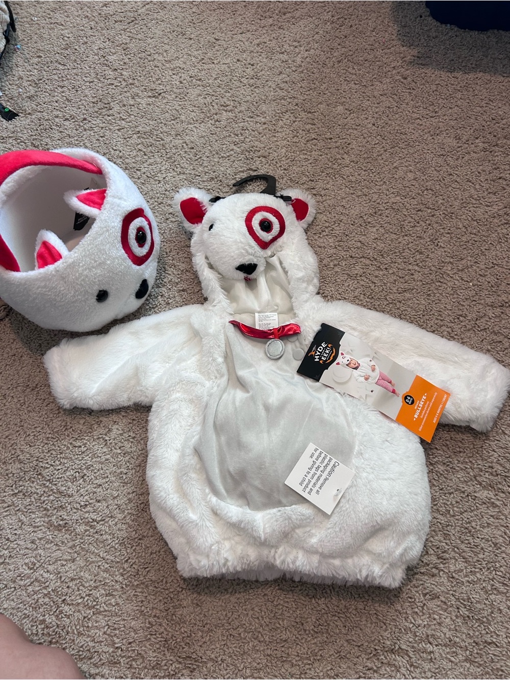 Target Bullseye Dog Baby Halloween Costume AND candy bucket
